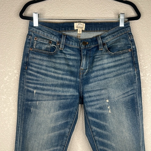 J. Crew Medium Denim Wash Slim Broken In Boyfriend Distressed Jeans Size 26 - Picture 2 of 7